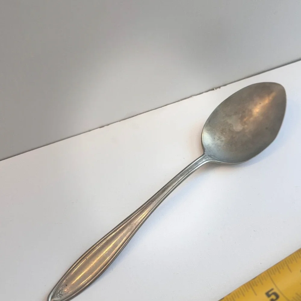 Alaska Silver Plated Spoon Vintage Etched Design Dining Utensil 8